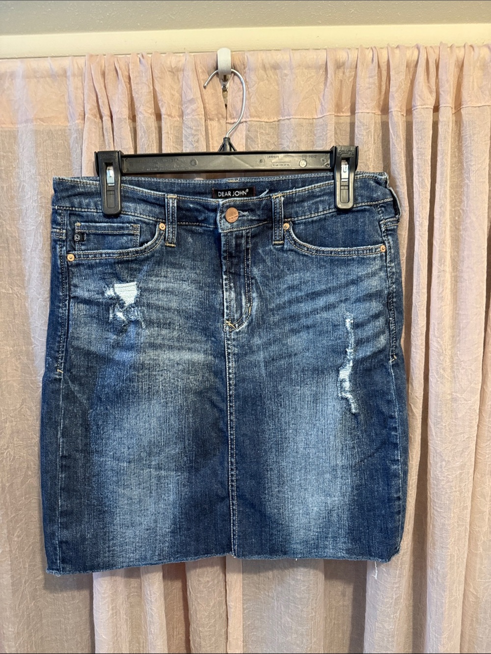 Dear John Blue Distressed Denim Mini Skirt